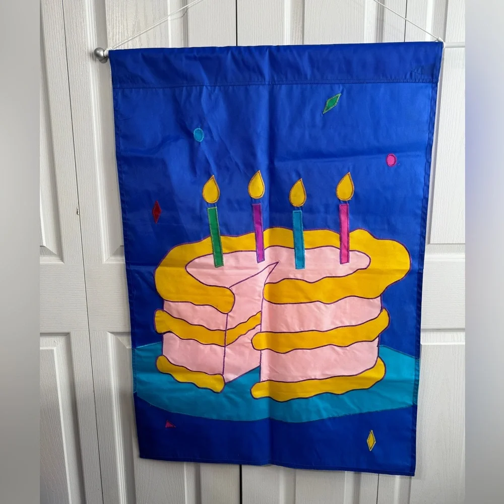 New‎ Creative Enterprises birthday cake confetti nylon flag